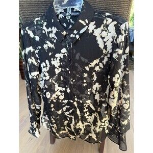 Zara Blouse Women’s Size Small Long Sleeve‎ Button Up Flowy Abstract Boho Floral